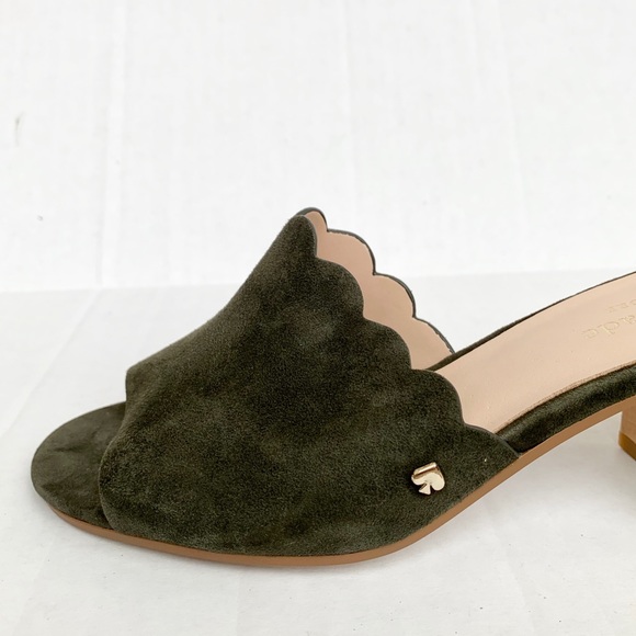 Kate Spade ♠️ Warren Scalloped Mules in Olive - Picture 3 of 7